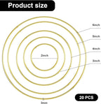 Patelai 20 Pcs Metal Rings for Crafts Dream Catcher Rings, Macrame Hoops for DIY, 5 Sizes Metal Floral Hoop for Floral Macrame Wall Hanging Dream Catcher and Crafts (Gold)