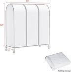 Zilink 60'' Garment Rack Cover Dustproof Clothes Rack Cover Breathable Garment Bags Protector Wardrobe Cover with 2 Durable Zippers for Garment Rack, White (Rack Not Included)