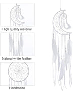 Jetec 3 Pcs Dream Catcher Moon Sun Star Design Handmade Traditional Craft Ornament Wall Art Hanging Home Decoration for Bedroom Room Decor Wedding Halloween Christmas Decorations Gift(White)