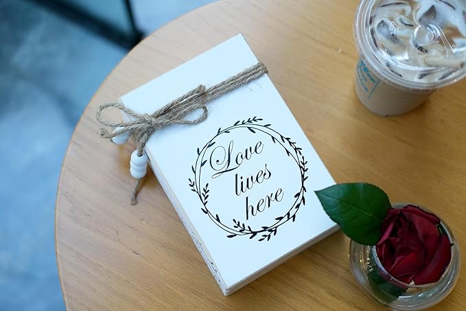 LIVDUCOT Decorative Books for Home Coffee Table Decor, Faux Books for Decoration, Modern Farmhouse White Wood Book Stack Decor for Shelf, Together is Our Favorite Place to Be Sign 7x5.5x2.5