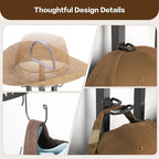 Keebofly 360° Rotating 5-Tier Hat Rack Stand - Large Capacity Freestanding Hat Storage, Hat Organizer for Baseball Caps with Metal & Wood Shelves, Holds 150+ Hats, Ideal for Vendor Booth & Home
