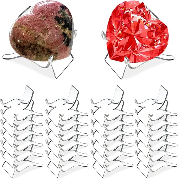 (24 PCS）Display Stand,Acrylic Rock Display stands,Clear Display Easel Stands Pedestal for Crystal Geodes Rock Mineral Agate Fossil Coral crystal/gemstone Small Collectibles Display Stands (Small)