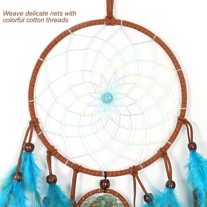 MOONFLY Dream Catcher Handmade Traditional Feather Dreamcatcher Hanging Home Wall Decoration Craft Ornament for Home, Bedroom, Kids, Boys Native American Style Décor (Green Life Tree)