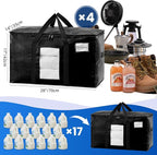 TAILI Extra Large Moving Bags, 4 Pack Black Heavy Duty Totes For Storage with Visible Window, Wrap Around Handles, Storage Bags for Space Saving, Alternative to Moving Boxes