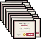 Giftgarden 8.5x11 Picture Frame Set of 18, Multi 8.5 by 11 Certificate Frames Bulk for Award Diploma Document office Wall or Tabletop Display, Black