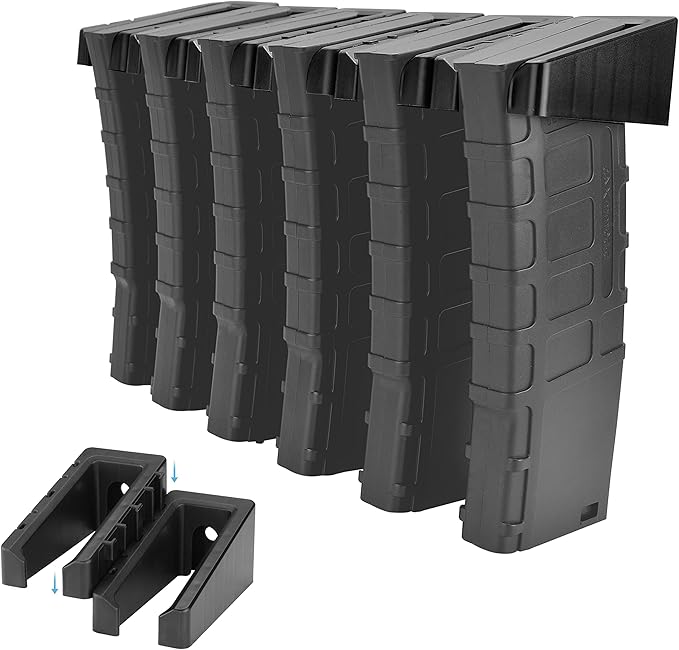 Adoreal Magnetic ABS 6 Standard AR Rack Wall Mount, AR Mag Holder for 5.56 .223 Magazines, Wall Magazine Display, Magnet AR Mag Storage Organizer