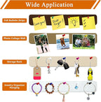 8Pcs Rectangle Felt Cork Board Bar Strips with 35 Pushpins, Self-Adhesive Bulletin Board Strips for Office School Home Wall Decor Stickers Memos Schedules Photos Display -Gradual Brown
