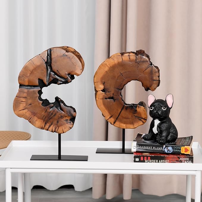 WELLAND Rustic Date Tree Sculpture, Wood Tabletop Sculpture Collectible Decoration for Home Office Decor