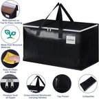 StorageRight Heavy Duty Moving Boxes-Moving Bags with Zipper, Reinforced Handles and Tag Pocket-Collapsible Moving Supplies-Totes for Storage Great for moving, Storage and Travel 93L(Black-10 Pack)