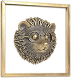 JJALIGHTS Exquisite Resin Animal Head Wall Sculpture (Gift Metal Frame) - Hedgie Imitation Copper Vintage Decor for Living Room, Bedroom & Office | Decorative Wall Hanging Art (Hedgehog)