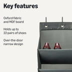 Amazon Basics 8 Tier Over the Door Shoe Organizer, Large Capacity Space Saving Hanging Shoe Storage for Closet and Dorm, Dark Grey