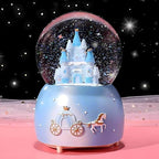 Snow Globes,Blue Castle Music Snowglobes with LED Lights,Automatic Snow Fall Effect,Home Decor for Kids Room Essentials Birthday Christmas Festival Gift for 5-16 Year Old Girls (Blue)
