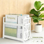 White Magazine Holder, Magazine File Holder, Magazine Rack Floor Magazine Basket, Magazine Stand for Letters, Magazines, Books, Newspapers, Folder Organizer Bin for Books