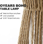 OYEARS 22.5" Table Lamps for Living Room,Boho Lamps Set of 2 for Bedrooms, Bedside Lamp for Nightstands, Rattan Lamp, Farmhouse Table Lamp for Room Decor, End Table, Retro, Brown（Not Include Bulbs）