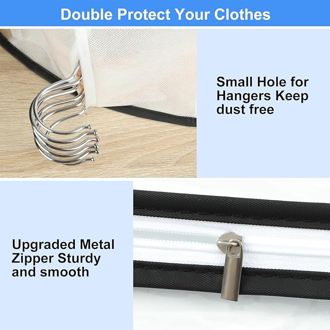 40" Clear Garment Bag - 3 Pack 10” Gusseted Suit Bags For Closet Storage Hanging Clothes Shirts, Coats, Dresses