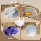 Hipiwe Acrylic Display Easel Rock Display Stand - Three-Peg Round Display Easel Stands for Fossil Coral Geodes Mineral Agate Small Collectibles, Medium,Set of 4