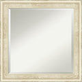 Amanti Art White Wall Mirror 24x24 Country White Wash Square Bathroom Mirror for Wall Decor Living Room, Medium Country Rustic Wood Frame, Hangs Horizonally and Vertically, Bathroom Decor, Beveled