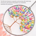 Pretty Jolly Macaroon Candy Tree of Life Dream Catcher Wall Decor with Healing Crystal Stone Handmade Feather Dream Catchers Decoration Wall Hanging Bedroom Living Room Wedding Party Home Decor-25.6"
