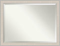 Amanti Art White Wall Mirror 34x44 Cottage White Silver Rectangle Bathroom Mirror for Wall Decor Living Room, X-Large Cottage Wood Frame, Hangs Horizonally and Vertically, Bathroom Decor, Beveled Edge