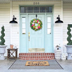 Pinkpuii 24 Inch Spring Wreaths for Front Door- Outdoor Spring Summer Flower Wreath with Vibrant Peony Hydrangea Flower, Green Eucalyptus Leaves and Orange Berry- Ideal for Porch,Mantel,Home Wall