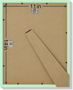 Vittanly 11x14 Picture Frames Set of 9, Shatter Resistant Plexiglass, Display 8x10 Pictures with Mat or 11x14 without Mat, Photo Frames for Wall or Tabletop, Engineered Wood, Light Green