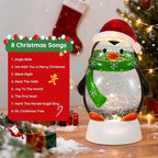 Christmas Snow Globe Penguin Lighted Musical Glitter Globe Battery Operated or USB Powered with Timer Water Glittering Snowing Globe for Christmas Party Home Table Decorations Gifts (Penguin)