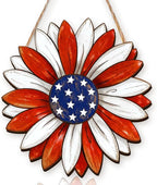 Wooden 4th of July Decorations Patriotic Wreaths for Front Door Independence Day Decorations Star Sign Welcome Memorial Day Hanging for Home Wall Decor Outdoor Indoor Red White and Blue Wreath 4