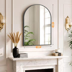 Bathroom Mirror for Wall, 30x20 Inch Arched Mirror, Matte Black Metal Framed Bathroom Vanity Mirror for Restroom Farmhouse, Anti-Rust, Tempered Glass, Hanging or Leaning