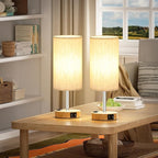 PartageiZ 17.4Inches Tall Touch Bedside Table Lamps Set - 3 Way Dimmable Bedroom Lamp with USB C Ports, Small Desk Lamps for Nightstand with AC Outlet for Dorm/Bathroom/Kitchen/Living Room