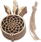 ARTIBETTER Mini Dream Catcher 20pcs Set, DIY Home Decoration Pendant Wooden Accessories Timber Wall Ornaments Dream Catcher (Beige, Third Pattern)