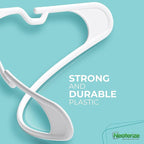 NEATERIZE Clothes Hangers Plastic 100 Pack for Adults - Plastic Hangers, The Perfect Coat Hanger and Space Saving Clothes Hangers for Closet - White Hangers