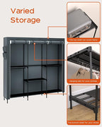 Clothes Rack, Portable Closet, 81.5 Inch Large Capacity Wardrobe Closet, Clothes Storage Organizer with Shelves and 5 Hanging Rods, Easy to Assembly, Grey PCT136G01