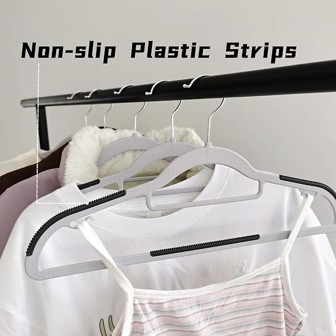 30 Pack Plastic Clothes Hangers- 16.5 Inch Slim Space Saving Hangers for Closet, Heavy Duty Non-Slip Hangers with 360° Swivel Hooks for Hanging Coats, Suits, Jackets, Shirts,T-Shirt