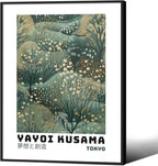 Yayoi Kusama Inspired Poster Japanese Botanical Wall Art Abstract Yayoi Kusama Print Modern Ukiyo-e Japanese Gallery Wall Decor 8x10in Black Framed for Home Bedroom Decorations