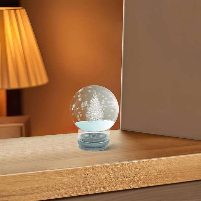 2pcs Glass Snow Globes: Clear Fillable Snow Water Globe Rubber Base Candy Bottle Jar for DIY Craft Home Christmas Winter Decoration 80mm