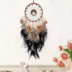 Black Dream Catcher Wall Decor Crystal Tree of Life Dream Catchers Handmade Feather Dreamcatcher Wall Hanging Ornament for Bedroom Living Room Home Decor