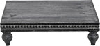 SwallowLiving Farmhouse Wood Riser for Display Decorative, Rustic Shabby Chic Tray for Kitchen Counter, Coffee Bar Table, Dining Room, Wooden Rectangle Beaded Pedestal Stand for Food, Black