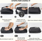 Vacuum Bag for Travel, Professional IPX8 Waterproof Reusable Vacuum Compression Bags for Travel Suitcases, Durable Space Saver Bag(2 Large,No Pump)