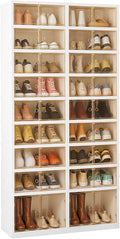 Collapsible Shoe Rack Organizer 9 Tiers-36 Pairs Foldable Shoe Cabinet with Doors, Shoe Storage Rack for Closet and Entryway, Large Plastic Folding Shoe Cabinet, Easy Assembly Shoe Shelves Organizer