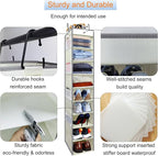 2 Pack Large-Sized Hanging Shoe Organizer 10-Shelf, Sturdy Hanging Closet Organizer with 8 Side Pockets, Wider Hanging Shelves for Storage Shoes Clothes Jeans Shirts Toys, Beige