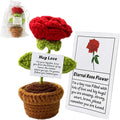 Crochet Rose Doll with Encouraging Card, Love Gifts for Christmas Valentine's Day Adults Friends Men Women