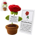 Crochet Rose Doll with Encouraging Card, Love Gifts for Christmas Valentine's Day Adults Friends Men Women
