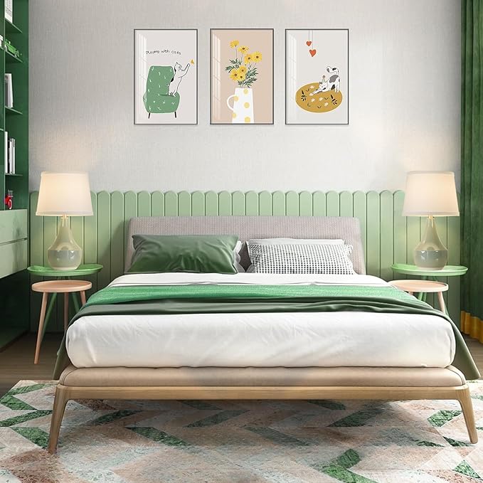GyroVu 18" Table Lamp Set of 2, Ceramic Table Lamp Classic Beside Lamps Nightstand Lamp Modern Lamp for Living Room, Bedroom & Office Rocker Switch Sage Green-LED Bulbs Included