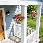 Fake Artificial Silk Flowers for Outdoors with Realistic UV Resistant, Faux Plants for Outside Indoor, Home Patio Garden Back Yard Front Poch Decor Spring Summer(12 Bunches)