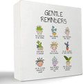 kunlisa Gentle Reminders Mental Health Funny Potted Plant Wooden Box Sign Desk Decor,Rustic Wood Block Plaque Box Sign for Therapy School Counseling Office Wall Shelf Tabletop Decoration