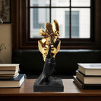 Thinker Statue-Silence is Gold-Abstract Art Figurine Decor - 12" H No Hear No See No Speak Modern Home Resin Sculptures Decorative Objects Decor for Home Office Bookshelf Desktop