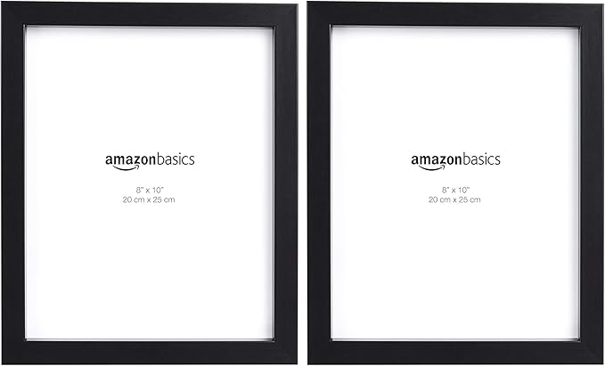 Amazon Basics Rectangular Photo Picture Frame, 8 x 10 in, Pack of 2, 11.22 x 9.21 inches, Black