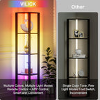 VILICK Corners Shelf with Light 5 Tier Tall Standing Shelf Dimmable Corner Floor Lamp with Shelves LED Corner Bookshelf Display Cabinet Shelf for Living Room, Bedroom, Home Decor