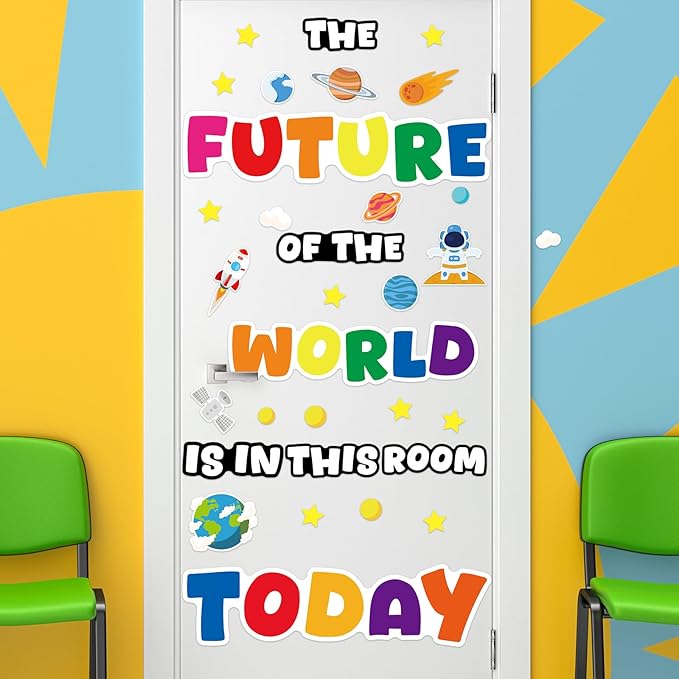 gisgfim Classroom Bulletin Board Decoration Set Wall Door Decor Colorful Classroom Decorations for Kindergarten Preschool Elementary Middle School(The Future of The World is in This Room)