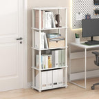 Furinno Turn-S-Tube Book Shelf, 5-Tier Toolless Storage Shelves with Square Tubes, Shelving Unit for Organization and Storage for Living Room, Home Office, White